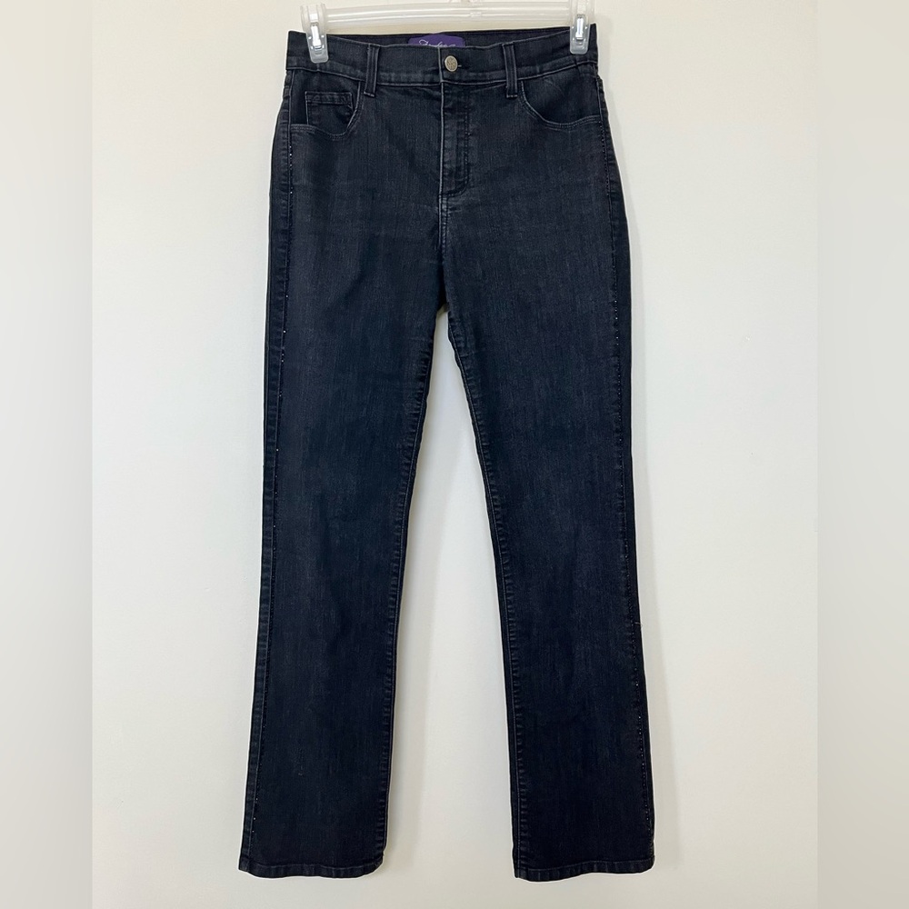 NYDJ ~ Flattering Black Straight Leg Jeans ~ Size 8